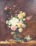 ECOLE FRANCAISE du XIXème siècle. Bouquet de roses dans un...