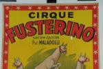 AFFICHE "Cirque  Fusterino, lamas dressés", Ill. Harfort, imp. Harfort...