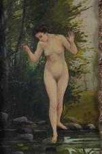 LACROIX, E, vers 1900. Baigneuse nue. Huile sur toile signée...
