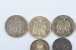 Lot monnaies argent : 10 Francs Hercule (4), 5 Francs...