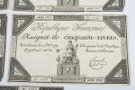 Lot Assignats de 50 Livres - 1792 - 5 signatures...