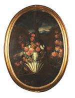 ECOLE TURINOISE vers 1750. "Natures mortes aux fleurs", paire de...