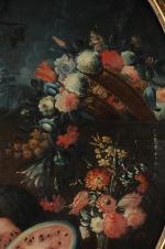 ECOLE TURINOISE vers 1750. "Natures mortes aux fleurs", paire de...