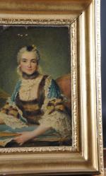 Madame DOMPIERRE DE FONTAINE, née Marie-Elisabeth Mignot (1715-1771). "Autoportrait", toile....