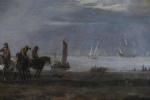VAN DER POEL, Egbert (1621-1664). "Le retour de pêche", panneau...