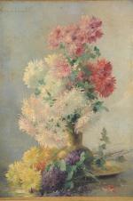 FURCY DE LAVAULT, Albert Tibule (1847-1915). Bouquet fleuri. Huile sur...
