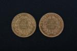 MONNAIES d'OR (2) : 10 francs français 1856 et 1859....