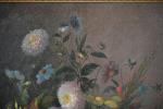 MARC, S, (XIXème siècle). Bouquet de fleurs sur un entablement....