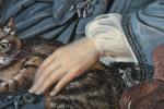 ECOLE FRANCAISE du XIXème siècle. "Portrait d'une veuve au chat...