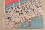 Tsukioka Yoshitoshi (1839-1892)
Deux oban tate-e, partie de triptyque, Genpei Dan-no-ura...