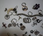 LOT de bijoux fantaisies en métal et argent comprenant bague,...