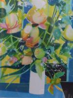 HILAIRE, Camille (1916-2004). "Bouquet au vase blanc". Lithographie en couleurs,...