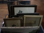 PIECES (dix-huit) encadrées (1 caisse) comprenant reproductions, gravures, lithographies...