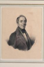 DEMOUSSY, Augustin-Luc (1809-1880). Portrait d'homme. Dessin à la pierre noire...