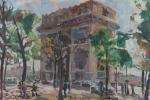 SICARD Pierre (1900-1980). "L'Arc de Triomphe". Peinture sur toile signée...