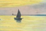 BROCHARD, C, XXème siècle. Barques et voilier au crépuscule. Huile...