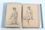 BOUHOURS, vers 1930. Classeur contenant des études de nus féminin...