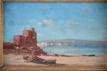 KUWASSEG, Charles Euphrasie (Essonne 1833-Paris 1904). "Port oriental", huile sur...