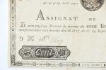 ASSIGNAT de 100 livres encadré sous verre, 1791