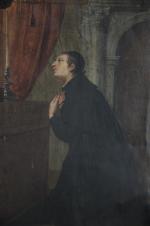 ECOLE FLAMANDE vers 1640. "Saint Dominique en adoration", cuivre. 35,5...