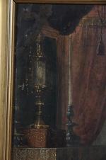 ECOLE FLAMANDE vers 1640. "Saint Dominique en adoration", cuivre. 35,5...