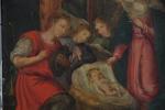 ECOLE FLAMANDE du 17ème siècle. "Nativité", cuivre. 23 x 18...