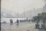 ROUX, Paul (c.1845-1918). "Port de Cherbourg". Aquarelle sur papier signée...