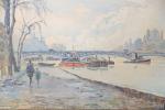PELLERIER, Maurice (1875-?). Paris, le pont des Arts. Aquarelle sur...