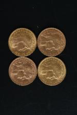 MONNAIES d'OR (4) : 20 francs français 1904 et 1909....