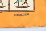HERMES Paris - Carré de soie, thème équestre. 42 x...