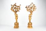 CANDELABRES (paire d'importants) en bronze ciselé et doré à décor...
