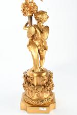 CANDELABRES (paire d'importants) en bronze ciselé et doré à décor...