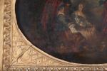 ECOLE FRANCAISE du XIXème siècle, copie d'après Watteau. "Scène de...