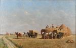 VEYRASSAT, Jules (1828-1893). "La fenaison", huile sur toile signée en...