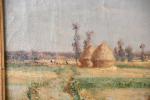 VEYRASSAT, Jules (1828-1893). "La fenaison", huile sur toile signée en...