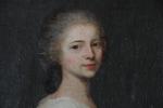 ECOLE FRANCAISE vers 1780, entourage d'Antoine Vestier. "Dame en robe...