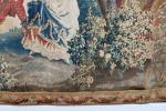 AUBUSSON (XVIIIème). "Le jeu de colin-maillard", tapisserie, bordures rapportées. 237...