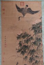 REPRODUCTION rouleau d'une peinture chinoise à décor d'une scène de...
