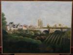 BENOZ Hubert. "Pont sur la Loire (?)", huile sur toile
