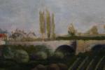BENOZ Hubert. "Pont sur la Loire (?)", huile sur toile