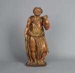 ESPAGNE, fin du 16ème siècle. "Saint Pierre", bois sculpté polychrome...