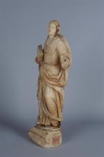 SICILE, Trapani 17ème siècle. "Sainte Barbara", sujet en albâtre sculpté....
