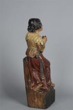 FRANCE, fin du 16ème siècle. "Personnage en prière", bois sculpté...