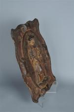 FRANCE, 16ème siècle. Panneau de chêne sculpté à sujet d'un...