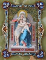 ECOLE VERS 1900. "Vierge à l'Enfant et Saint Jean-Baptiste en...
