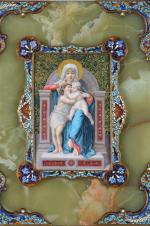 ECOLE VERS 1900. "Vierge à l'Enfant et Saint Jean-Baptiste en...