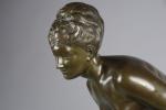 DESENFANS, Albert Constant (1845-1938). "Baigneuse", bronze à patine verte signé...