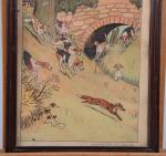 Harry ELIOTT (1882-1959). "La vénerie du renard", gravure en couleurs....