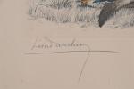 DANCHIN, Léon (1887-1938). Setter anglais allongé. Lithographie signée en bas...