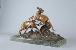 LAVROFF, Georges (1895-1991). "Combat de cerfs". Bronze à patine brun...